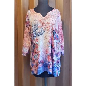 Christopher & Banks size 1XL pink & purple long sleeve knit top